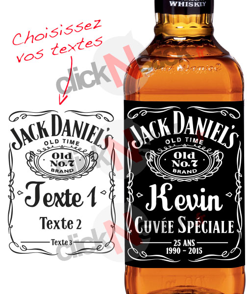 Personnalisation d'étiquette pour bouteille de Jack Daniel's