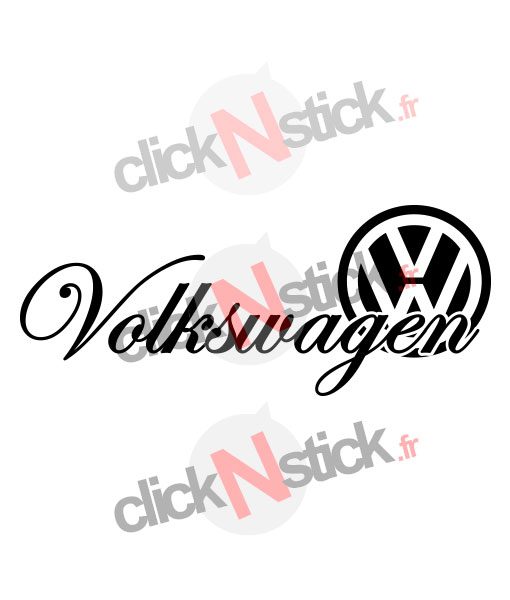 volkswagen écriture calligraphiée avec logo stickers