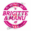 On dit merci qui ? Merci Brigitte et Manu humour sticker