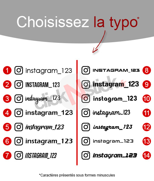 Stickers instagram personnalisable : choix de l'écriture
