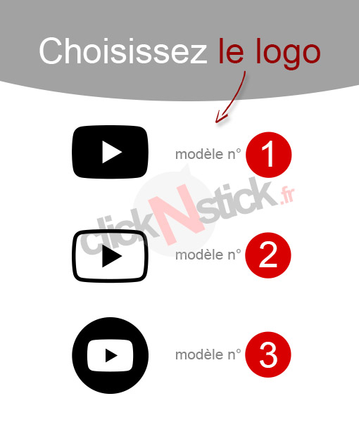 Sticker youtube personnalisable : choix du logo
