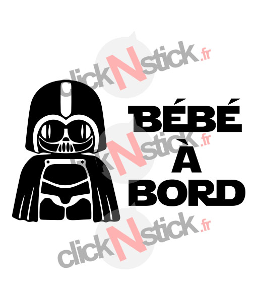 Sticker autocollant Bébé à bord Dark Vador Star Wars pour fond clair
