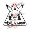 Sticker bébé à bord de Pikachu, le célèbre Pokemon du manga anime pour surface de pose claire