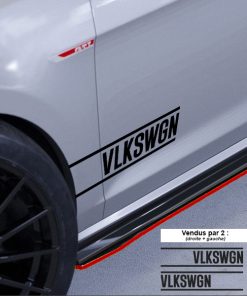 Stickers vendus par 2 VLKSWGN VW Volkswagen avec traits pour portes avants, portes arrières ou bas de caisse. Paire d'autocollants pour golf, polo, passat, corrado, etc...